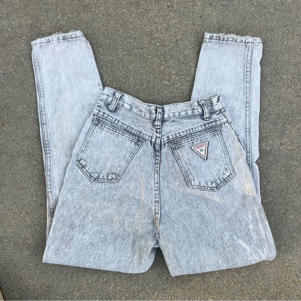 Vintage 80s Stefano Gray Acid Wash High Rise Taper Ankle Jeans 24" WAIST